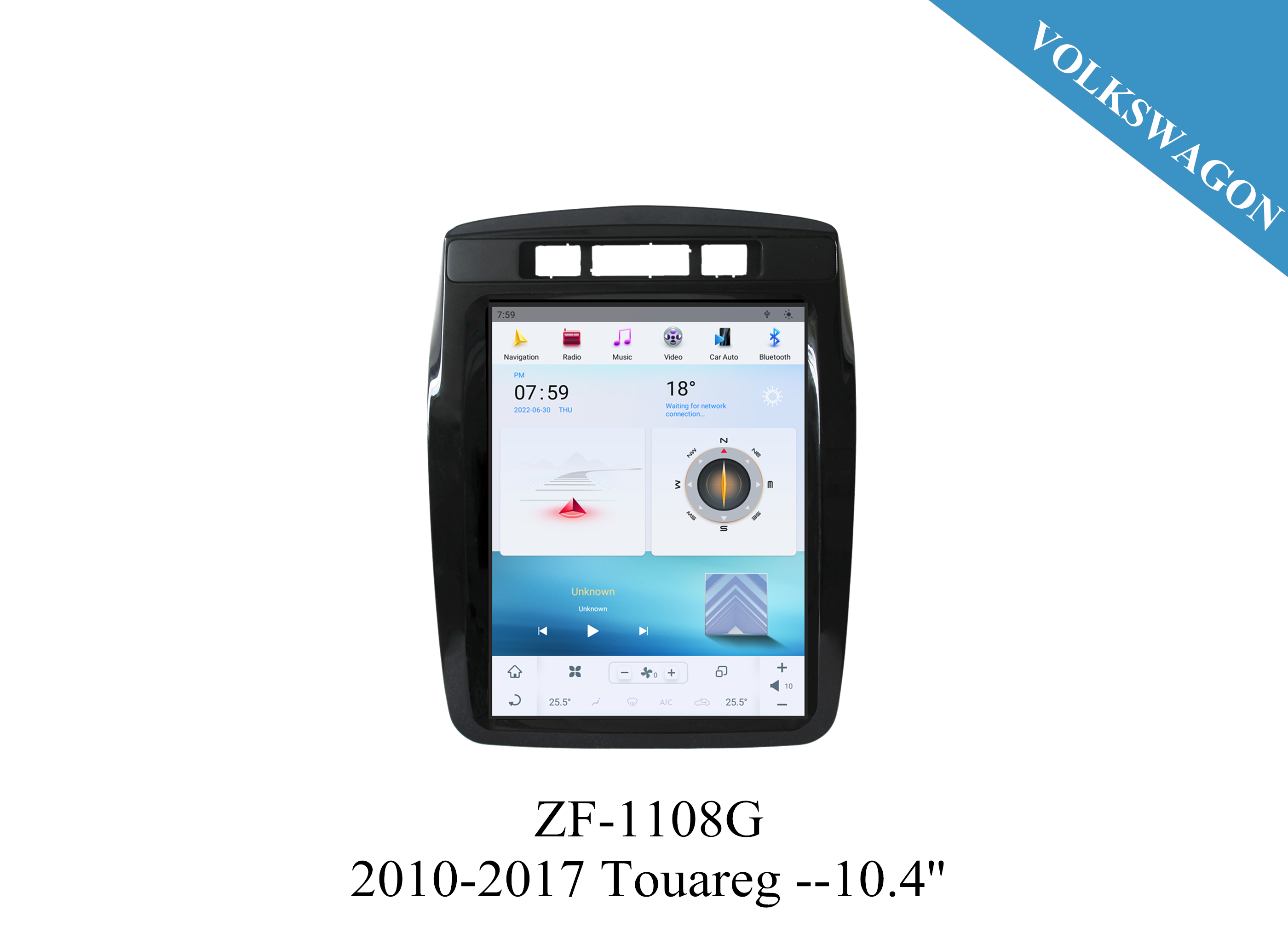 VW 2010-2017 Touareg 10.4'' inch Tesla Style Apple CarPlay Android Radio Upgrade